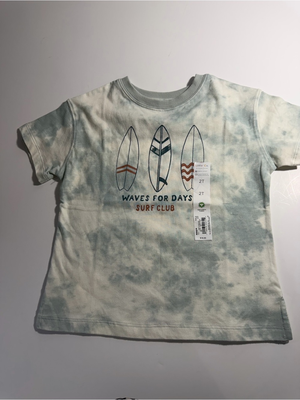 Waves for Days Surf Club Tie-Dye Kids Tee - Blue/White